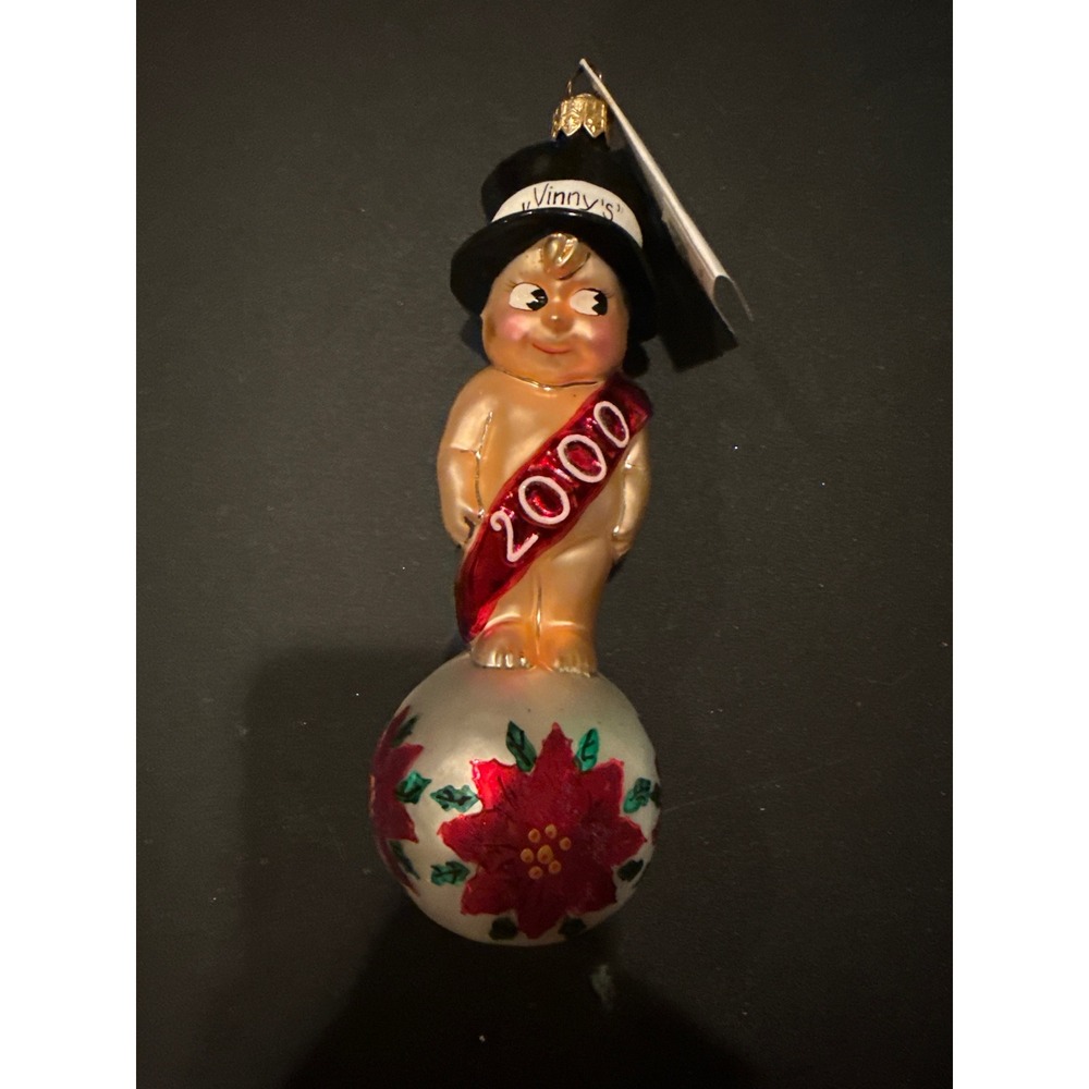 Christopher Radko Vinny's Millennium Munchkin 2000 New Year Baby Glass Ornament